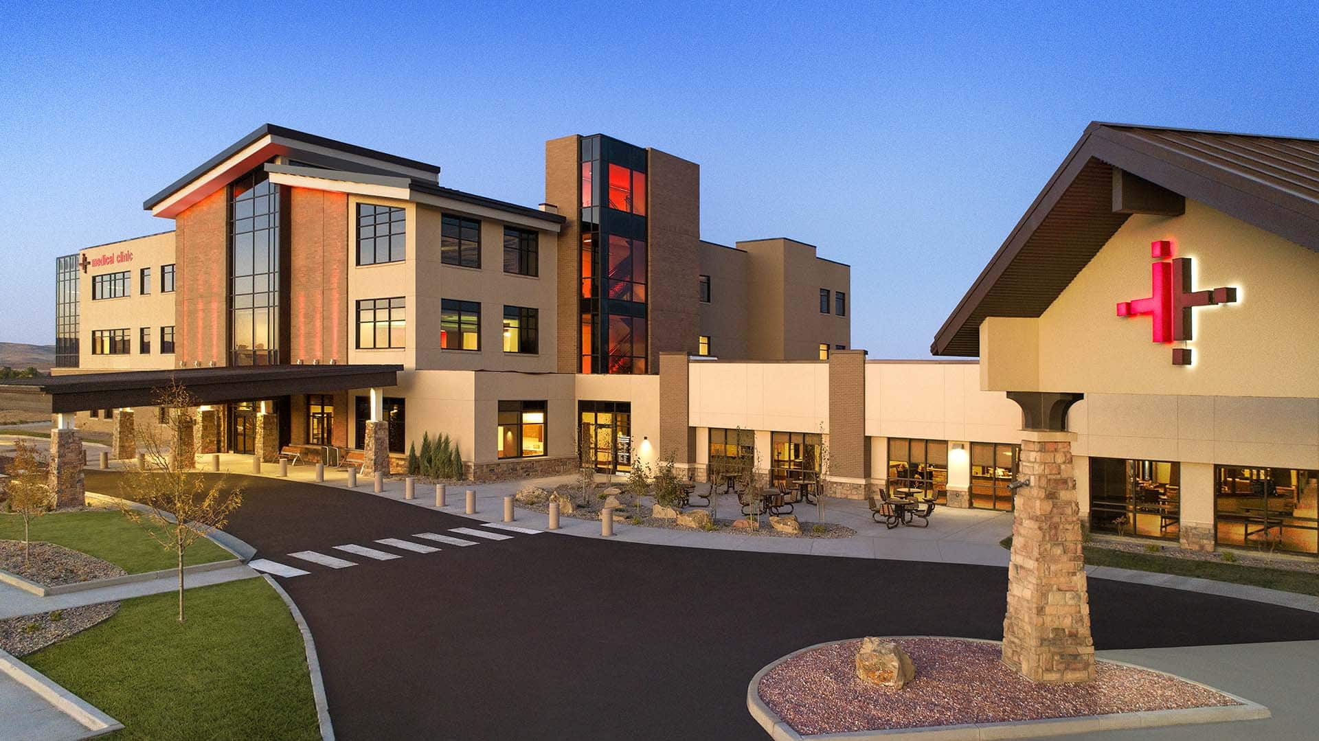 Close up shot of exterior of medical office building